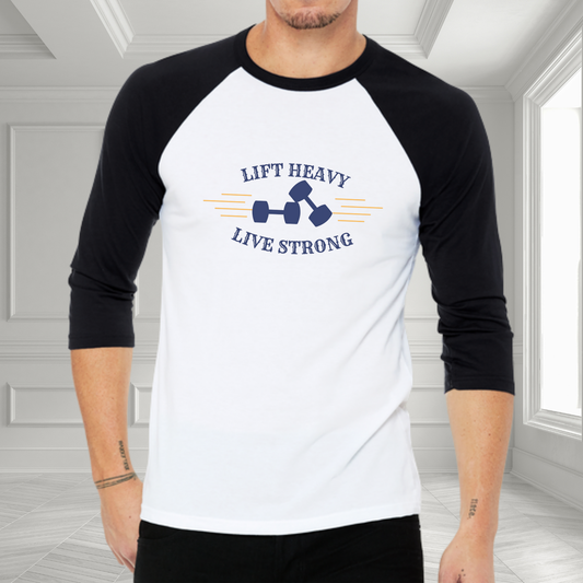 Lift Heavy Live Strong Baseball Tee