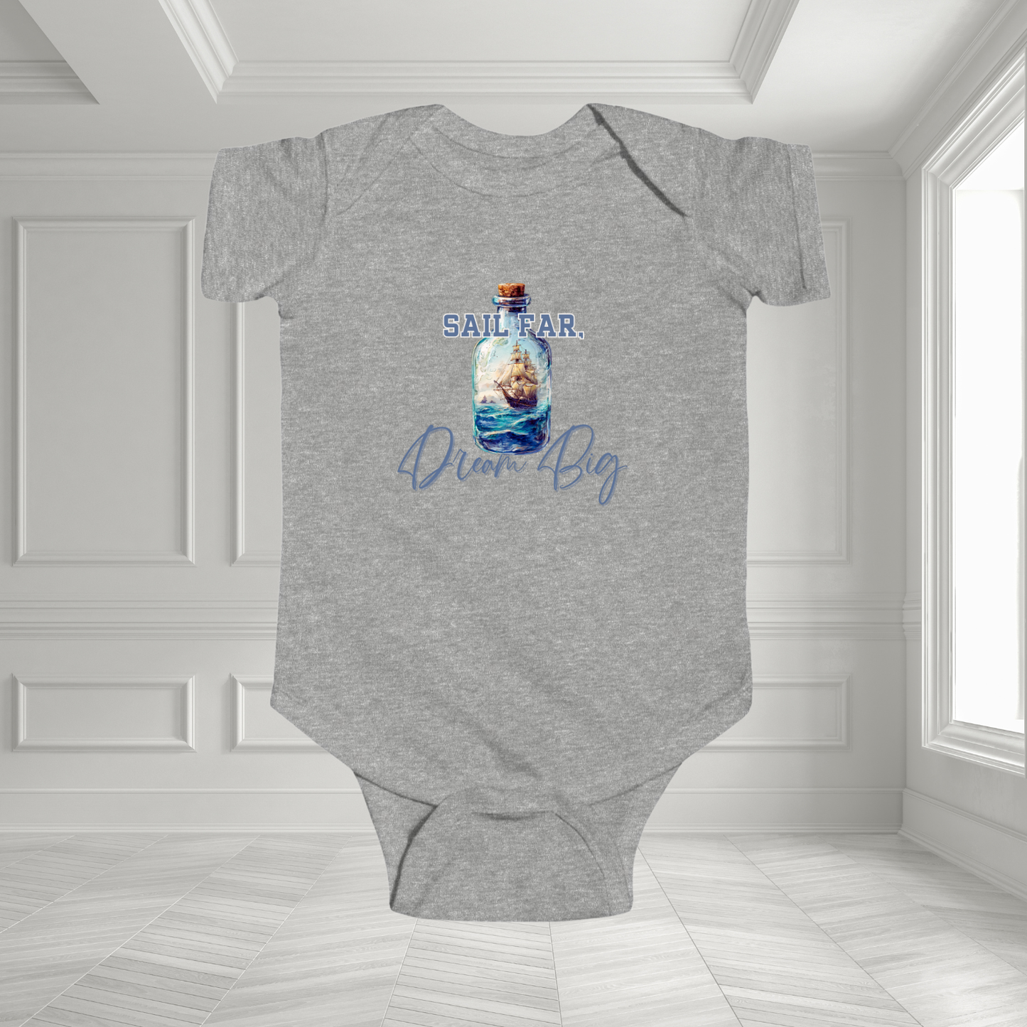 Sail Far, Dream Big Infant Short Sleeve Onesie