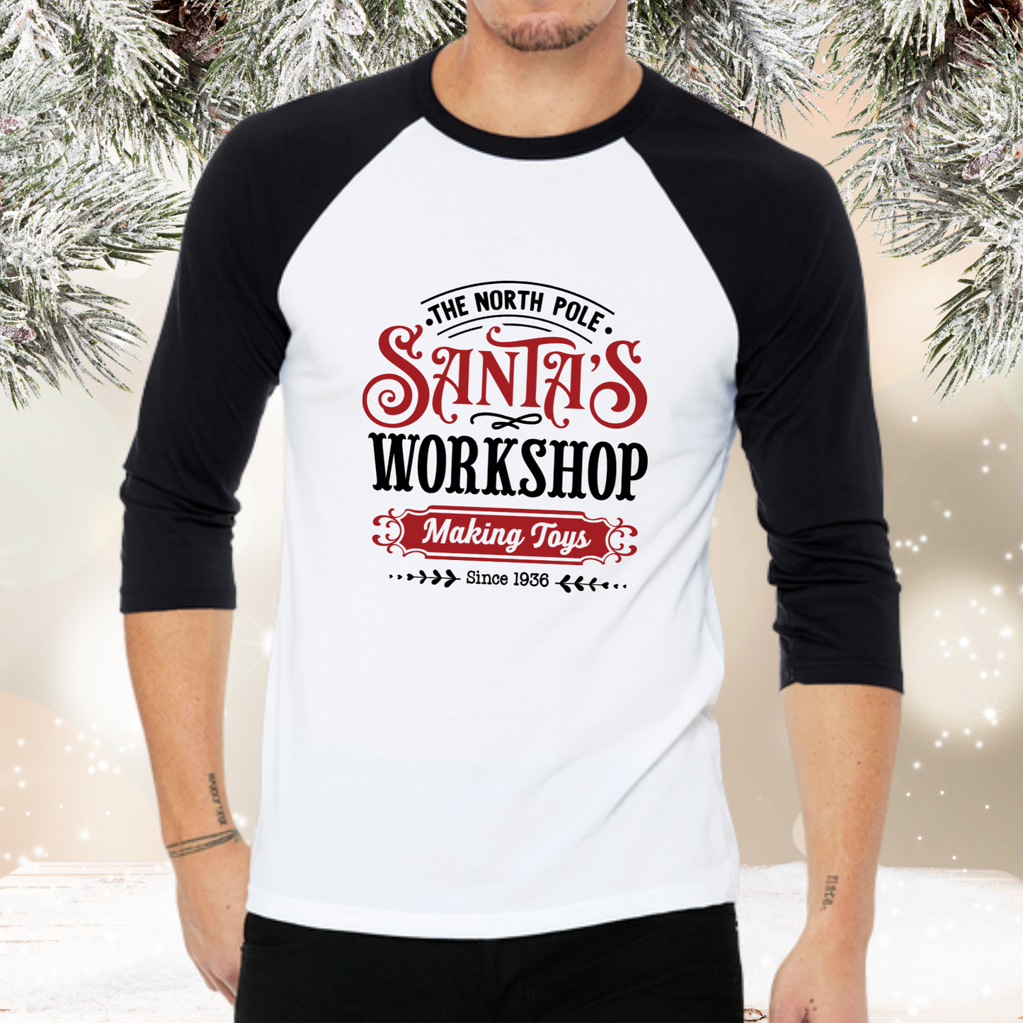 Santa’s Workshop Baseball Tee