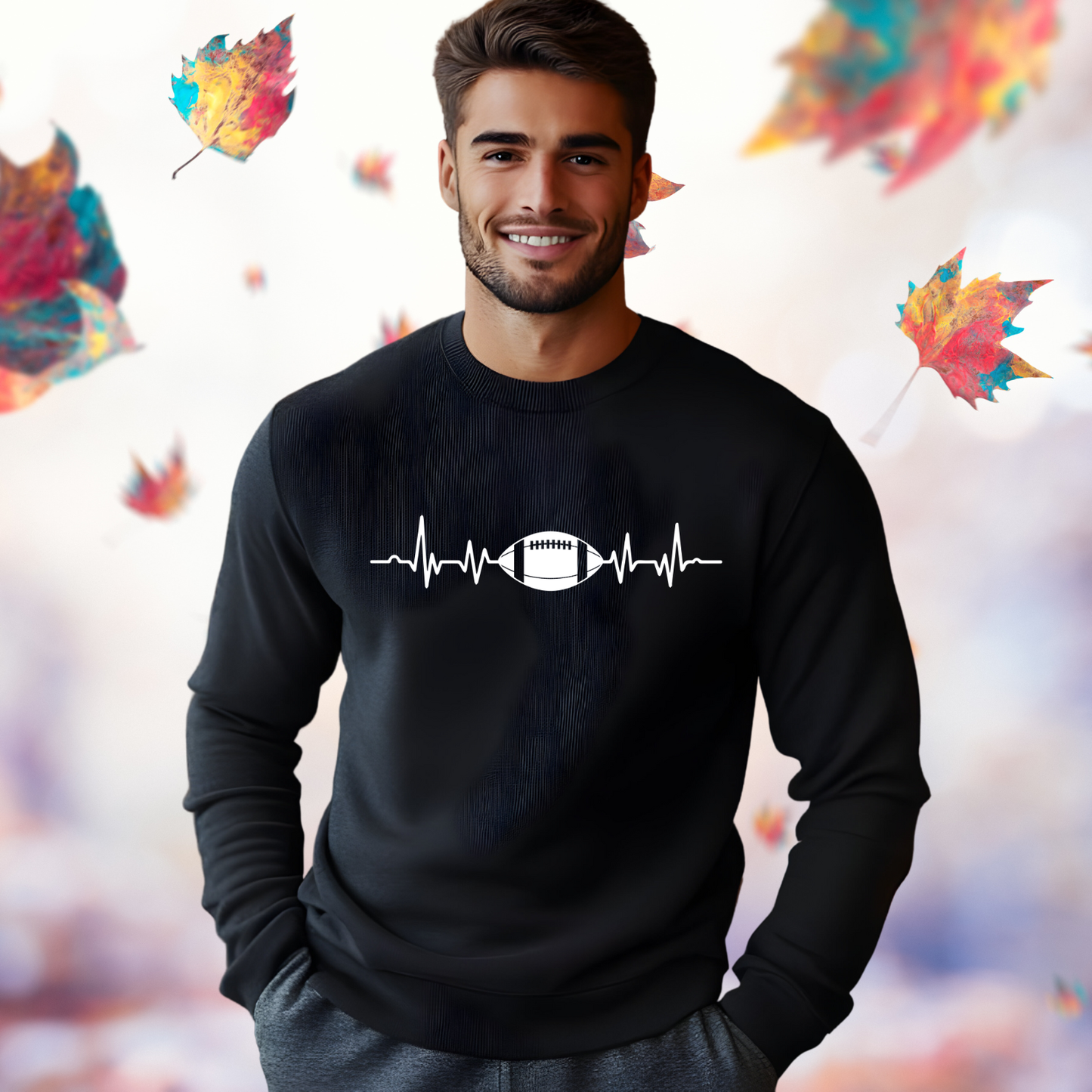 Football Heartbeat Crewneck Sweatshirt