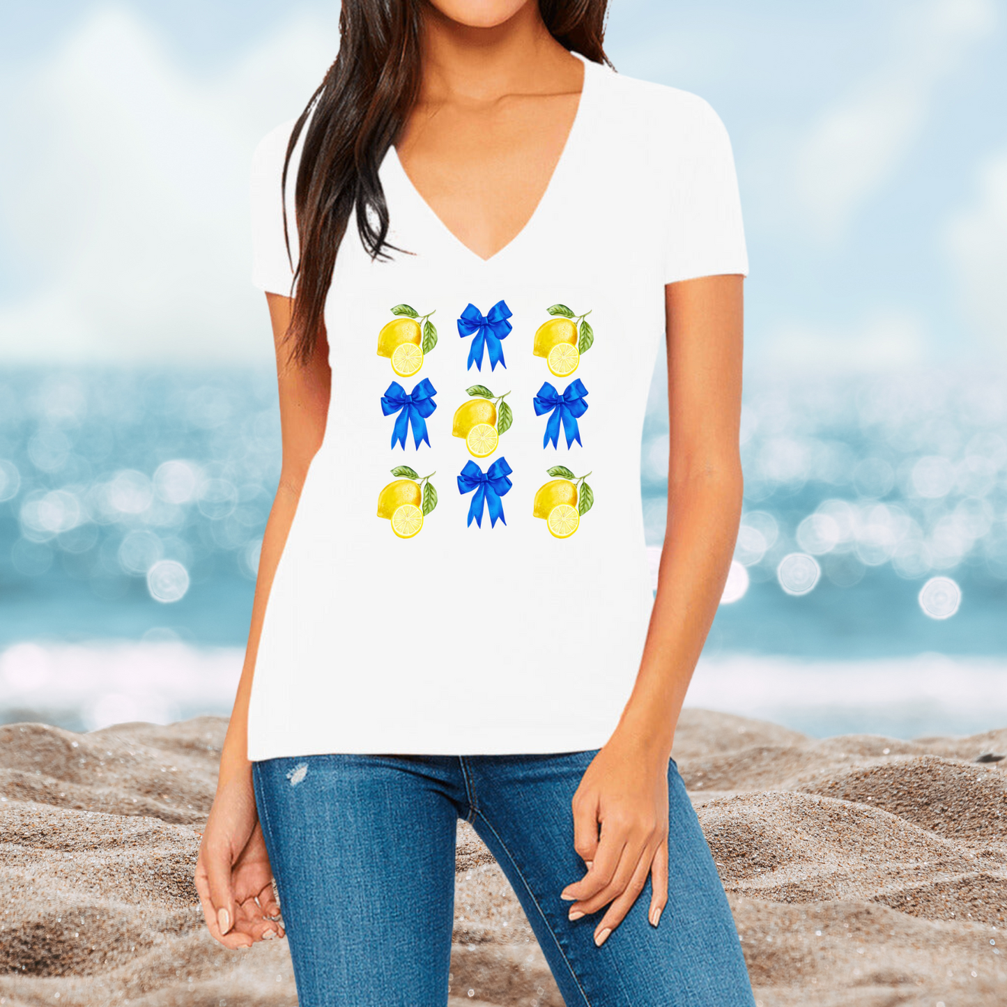 Lemons And Bows V-Neck Tee