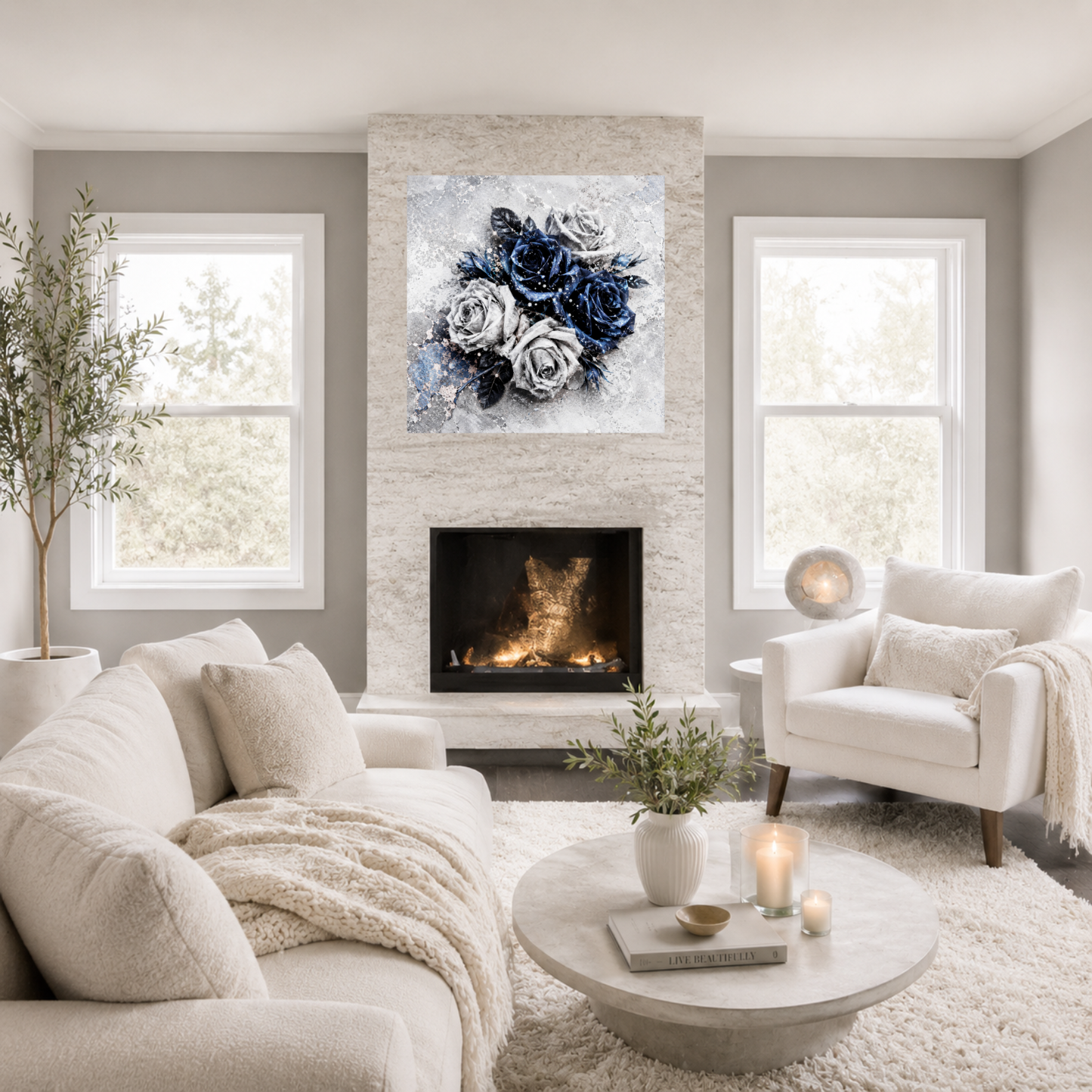 Sapphire Bloom Canvas Wall Art