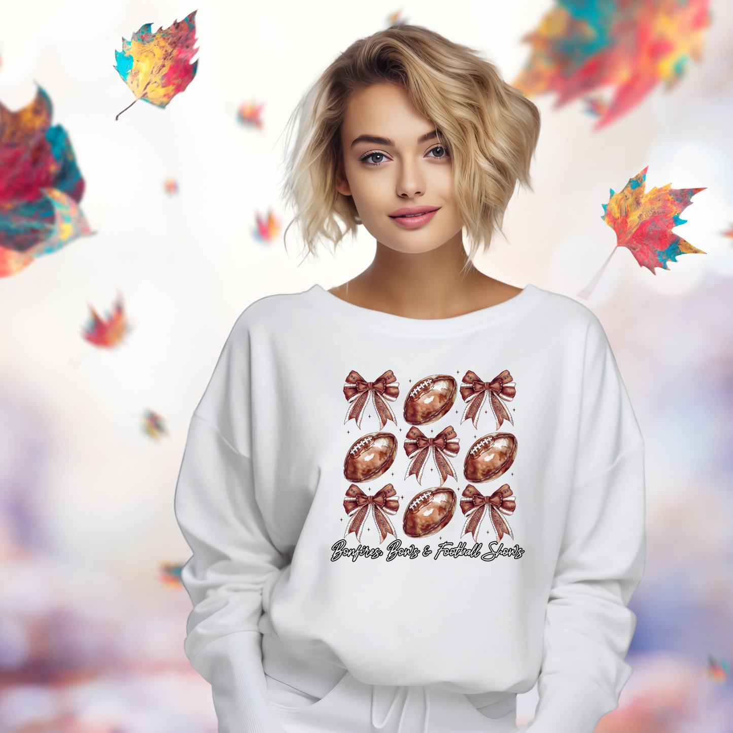 Bonfires, Bows, & Football Shows Crewneck Sweatshirt