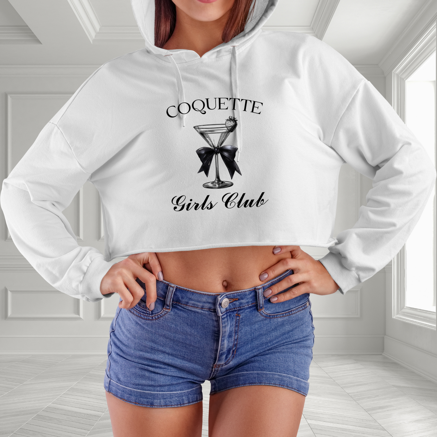 Coquette Girls Club Crop Hoodie