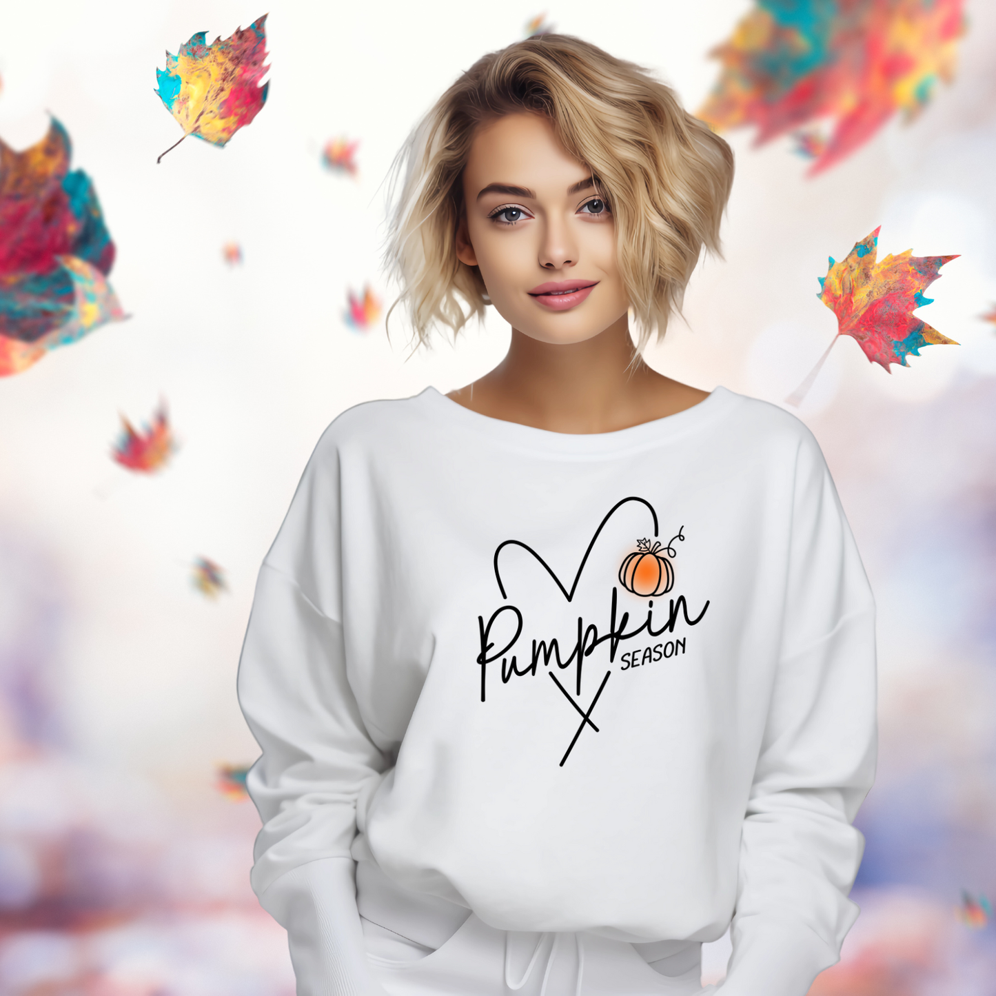 Pumpkin Season Heart Crewneck Sweatshirt