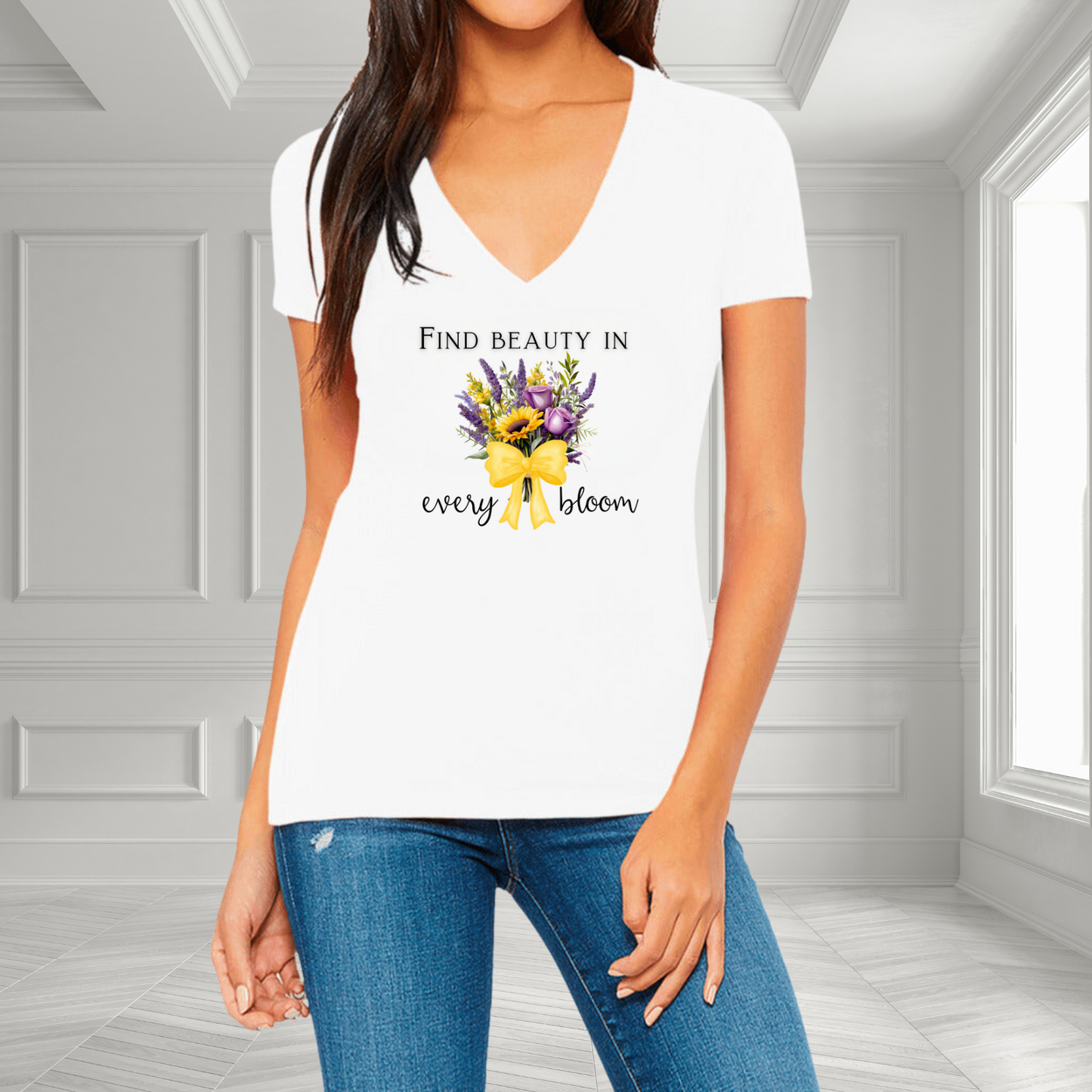 Find Beauty In Every Bloom V-Neck T-Shirt