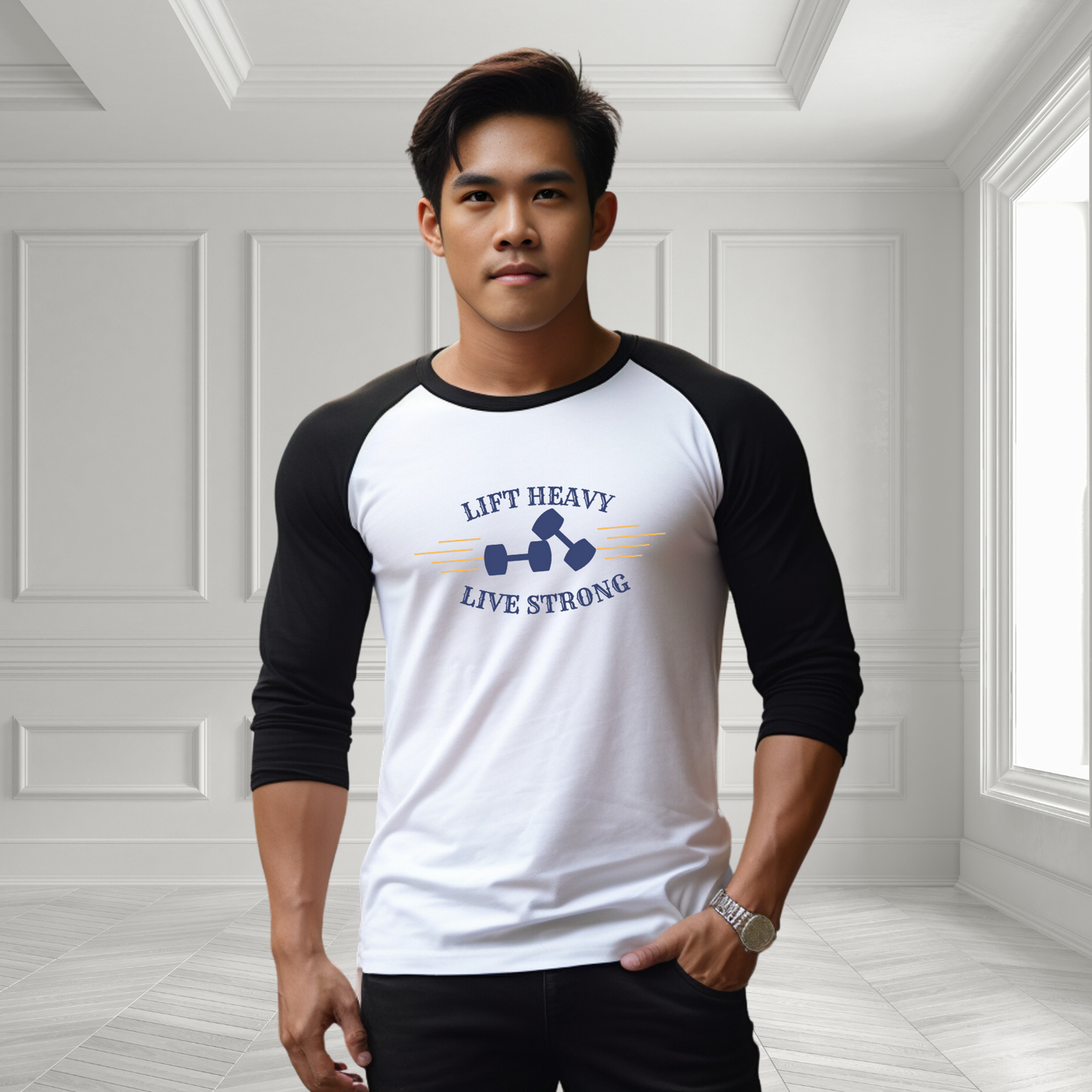 Lift Heavy Live Strong Baseball Tee