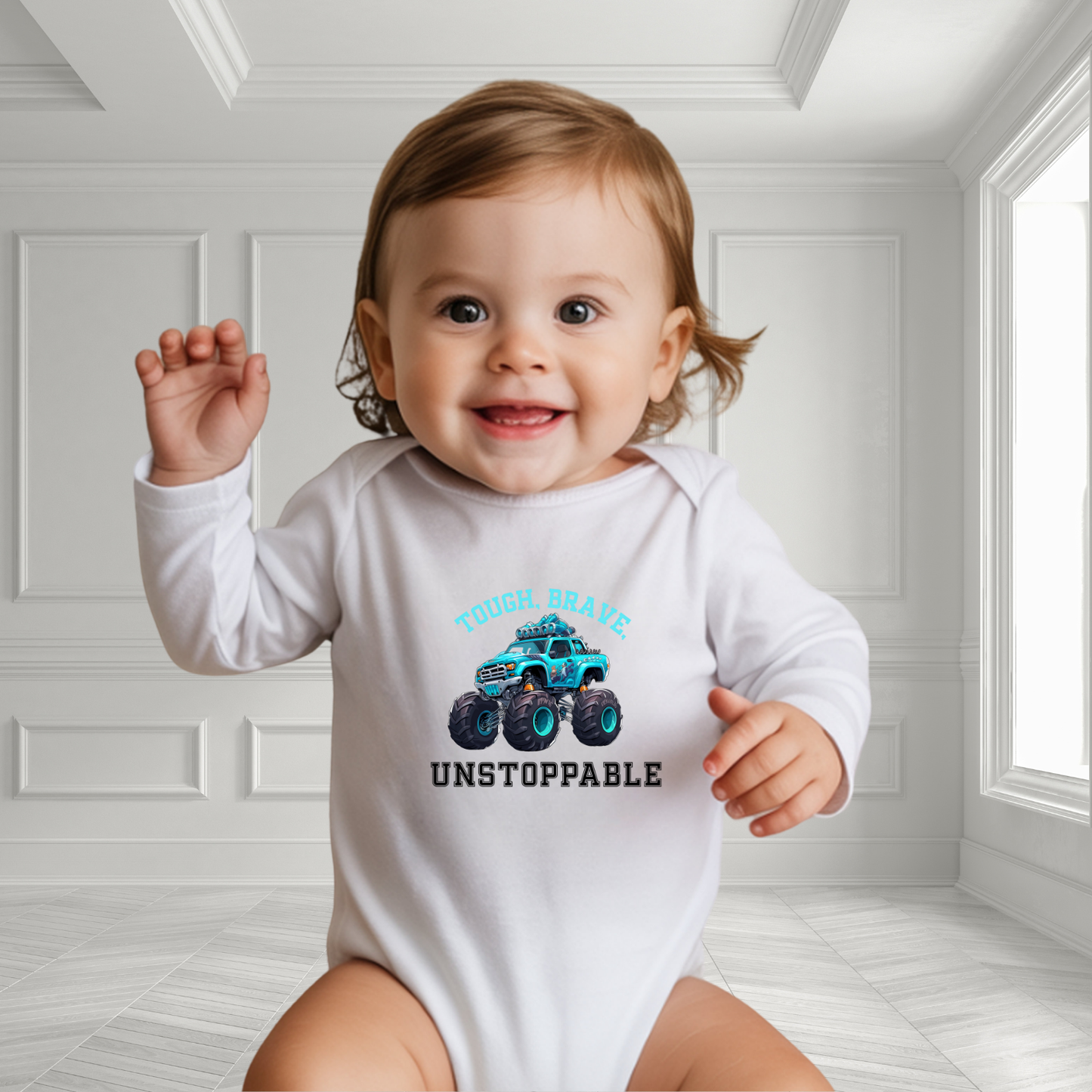 Tough, Brave, Unstoppable Infant Long Sleeve Onesie