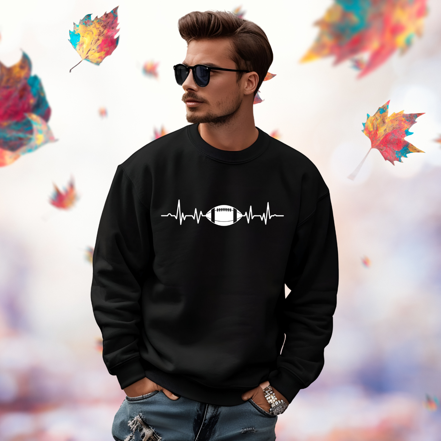 Football Heartbeat Crewneck Sweatshirt