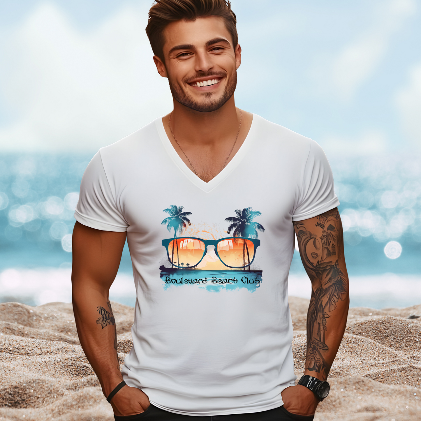 Boulevard Beach Club V-Neck Tee