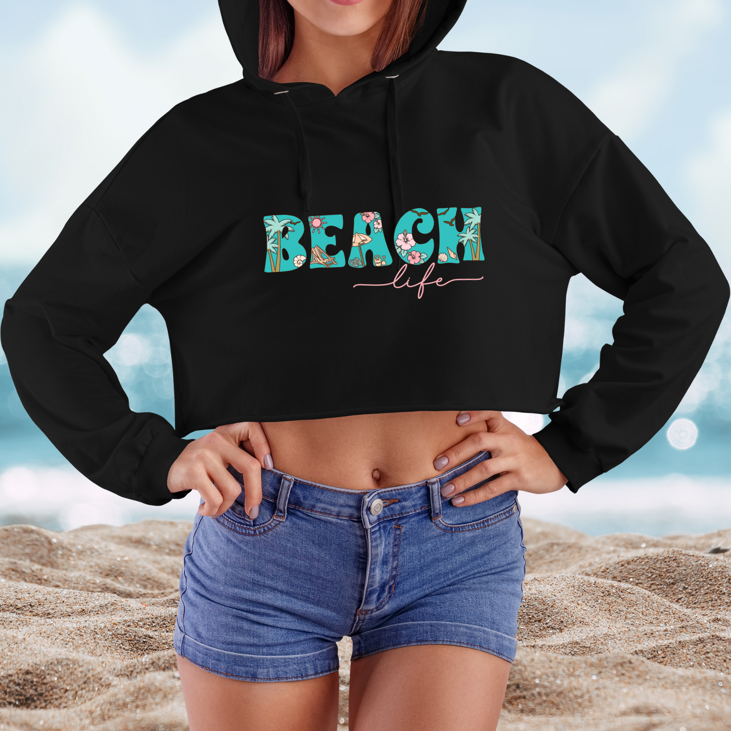 Beach Life Crop Hoodie