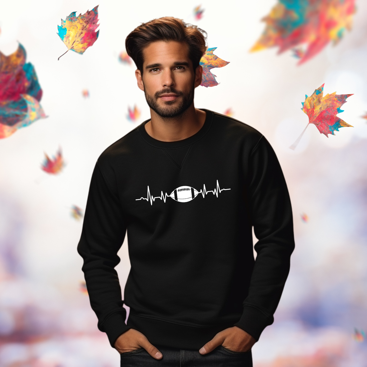 Football Heartbeat Crewneck Sweatshirt