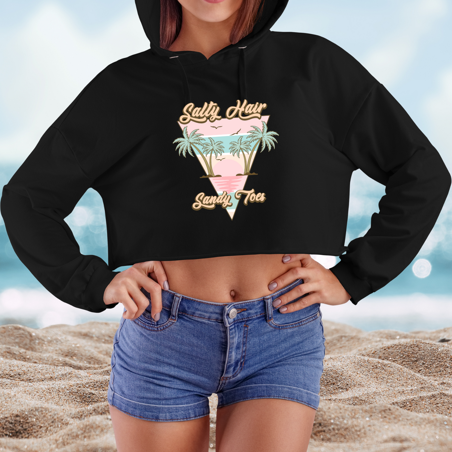 Salty Hair Sandy Toes Crop Hoodie