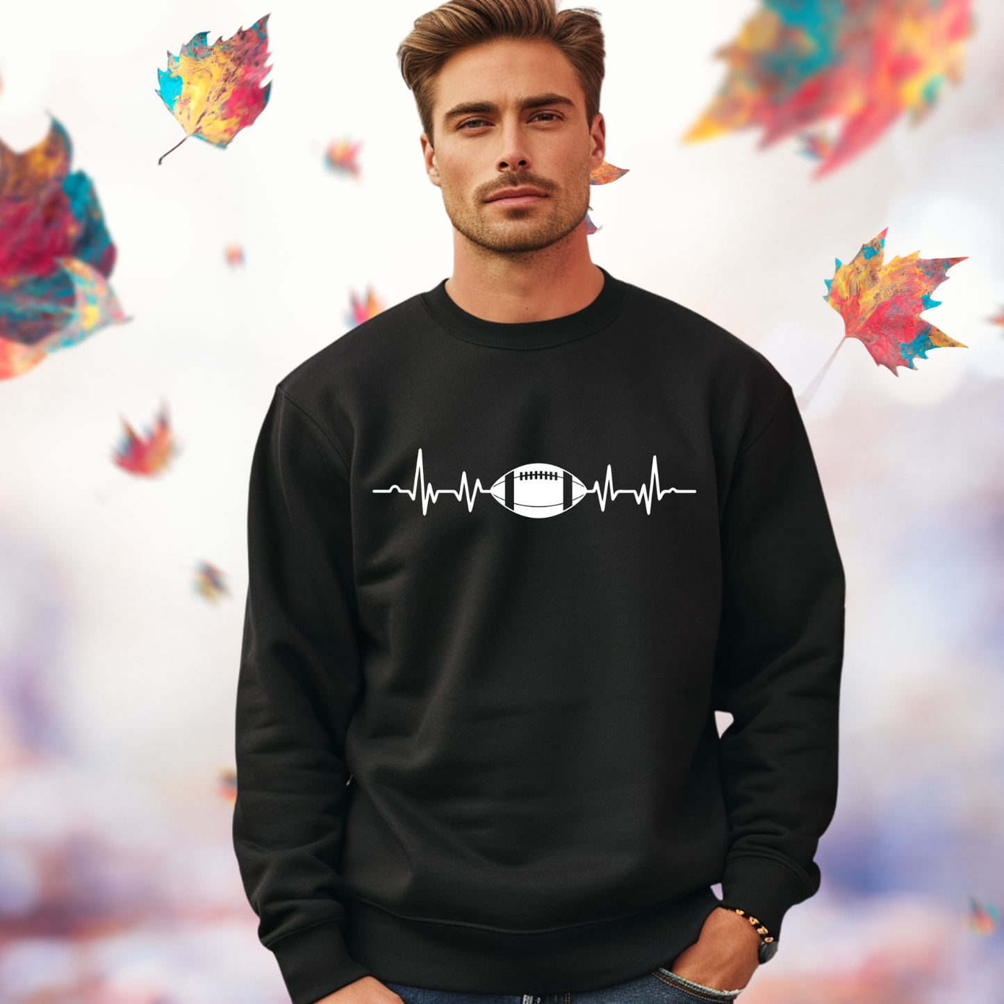 Football Heartbeat Crewneck Sweatshirt