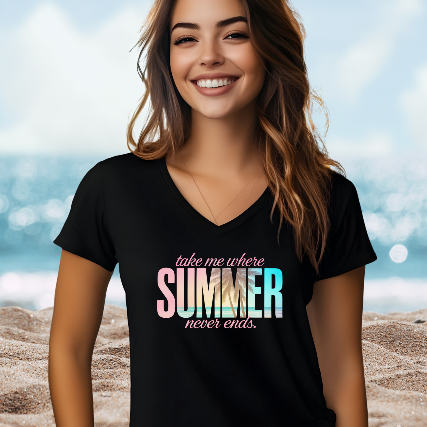 Where Summer Never Ends V-Neck Tee