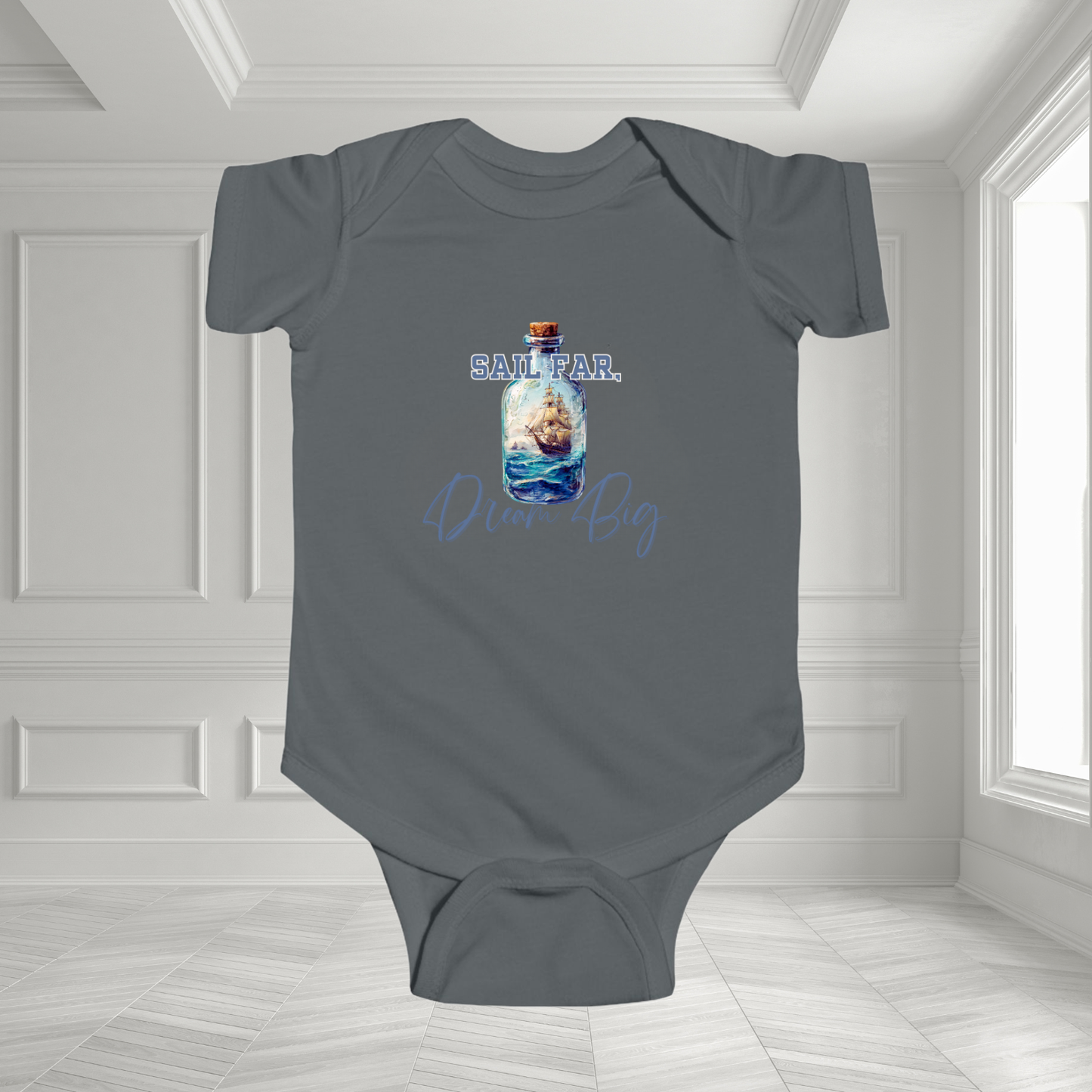 Sail Far, Dream Big Infant Short Sleeve Onesie