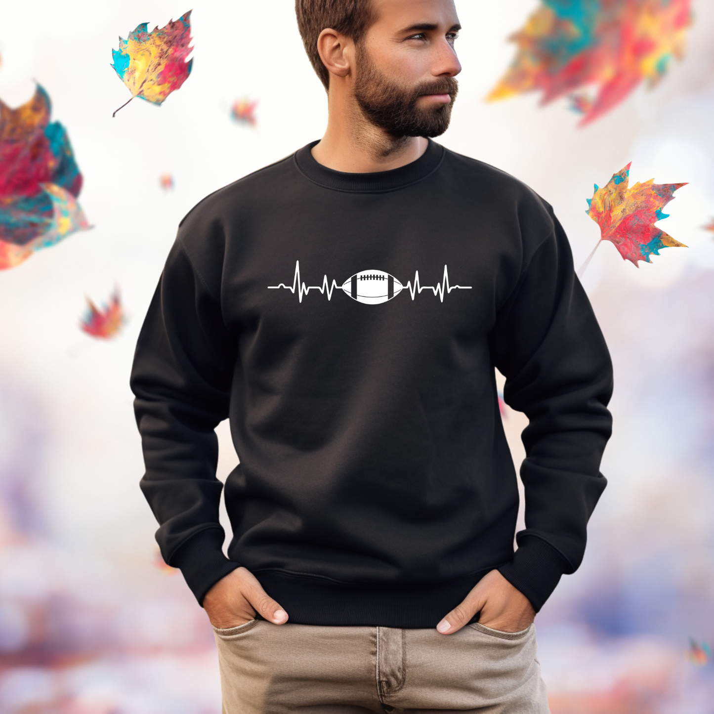 Football Heartbeat Crewneck Sweatshirt