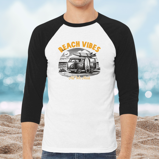 Retro Beach Vibes Baseball Tee