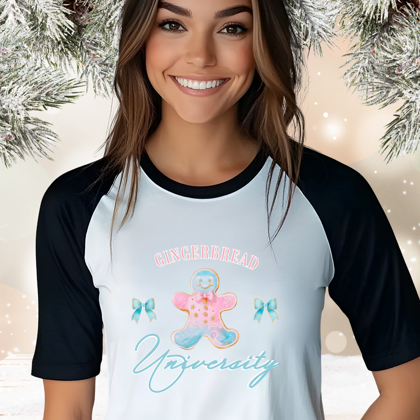 Gingerbread University Baseball Tee