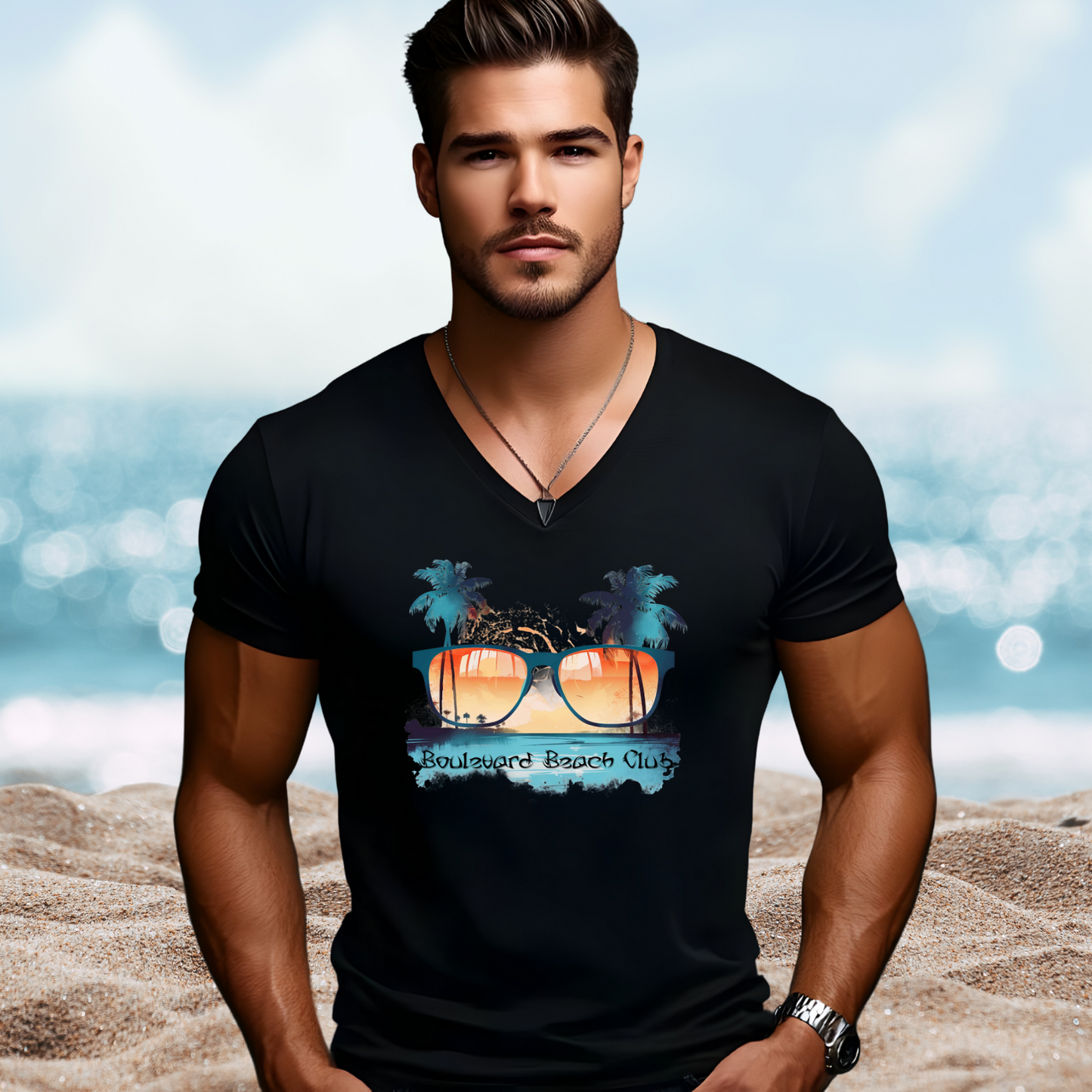 Boulevard Beach Club V-Neck Tee