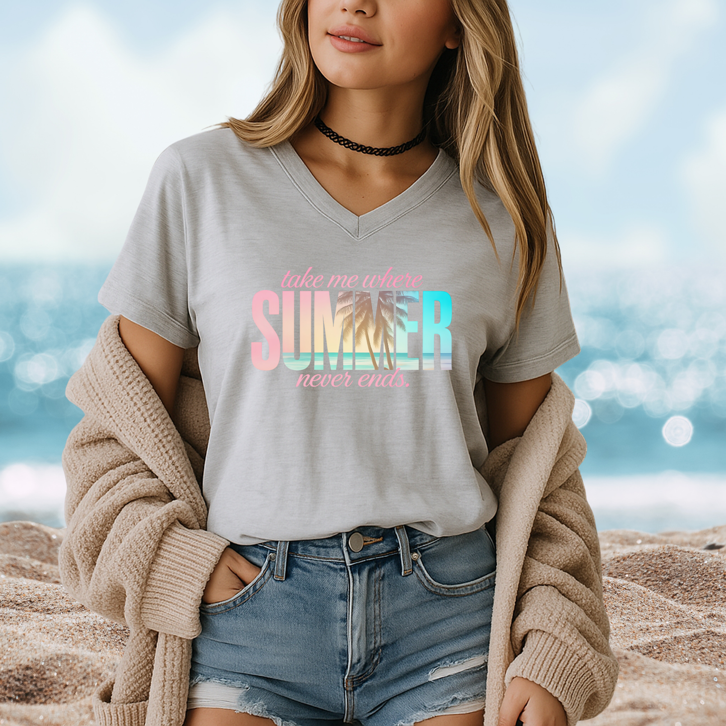 Where Summer Never Ends V-Neck Tee