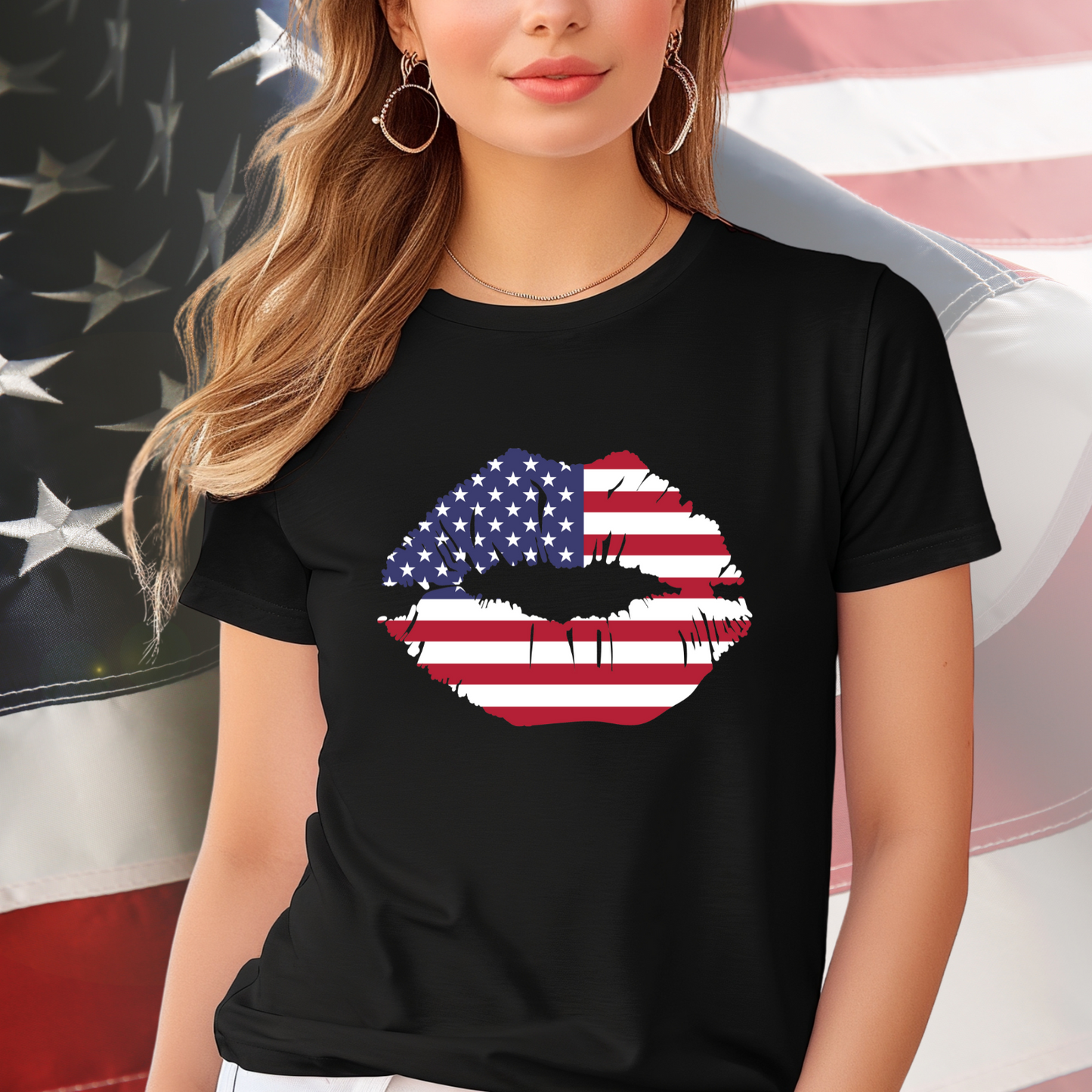 American Flag Lips T-Shirt