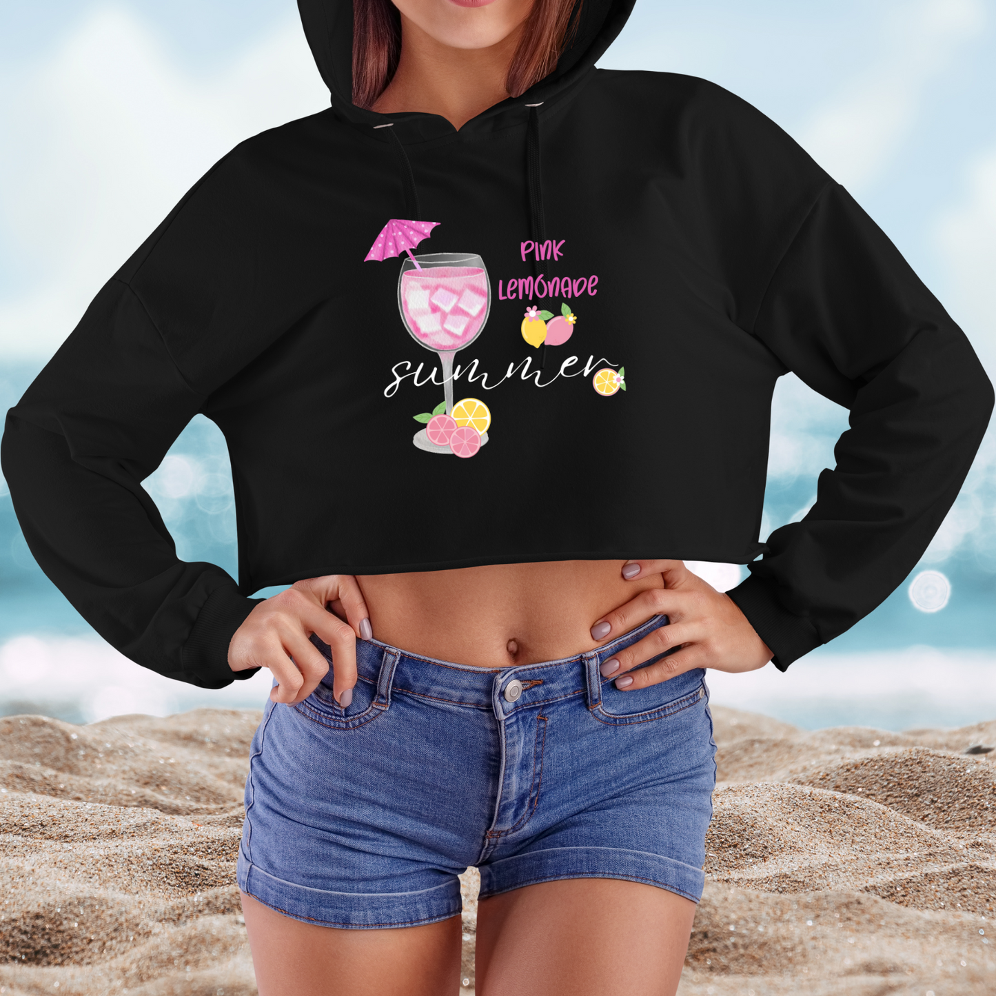 Pink Lemonade Summer Crop Hoodie