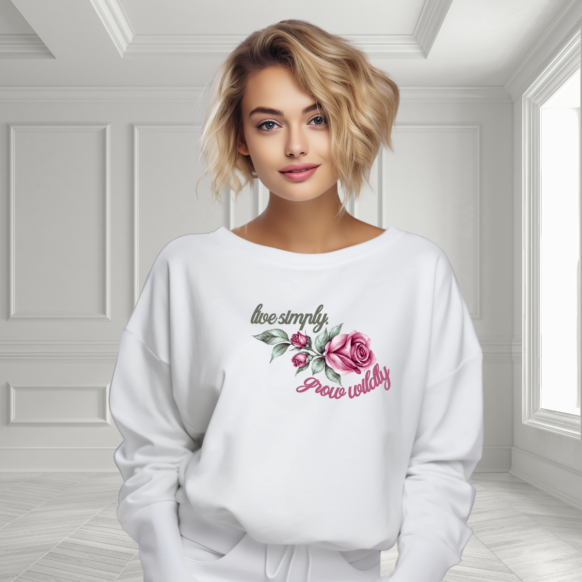 Live Simply, Grow Wildly Crewneck Sweatshirt