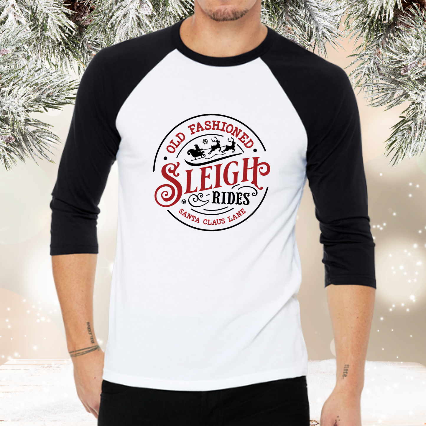 Old Fashioned Sleigh Rides Baseball Tee