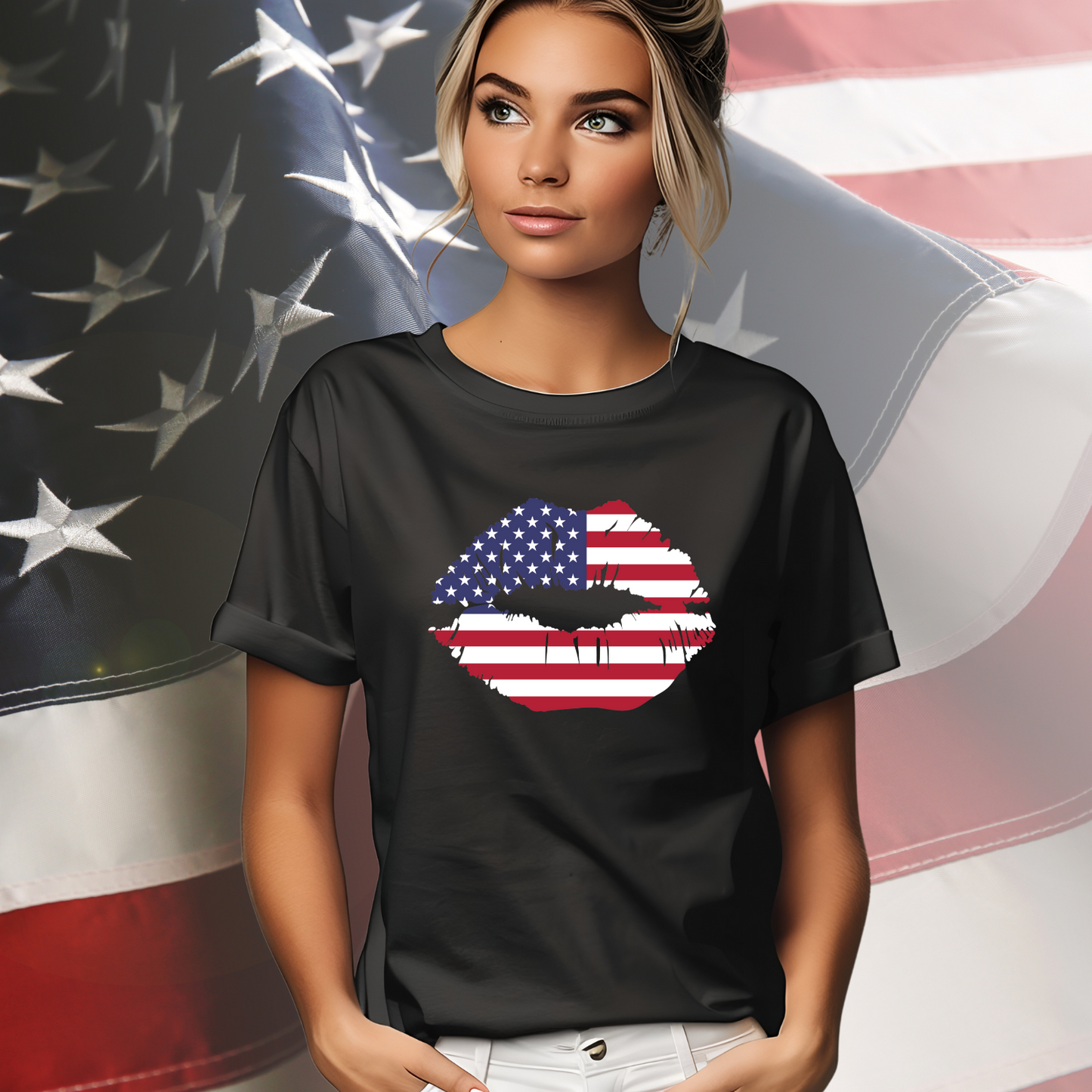 American Flag Lips T-Shirt