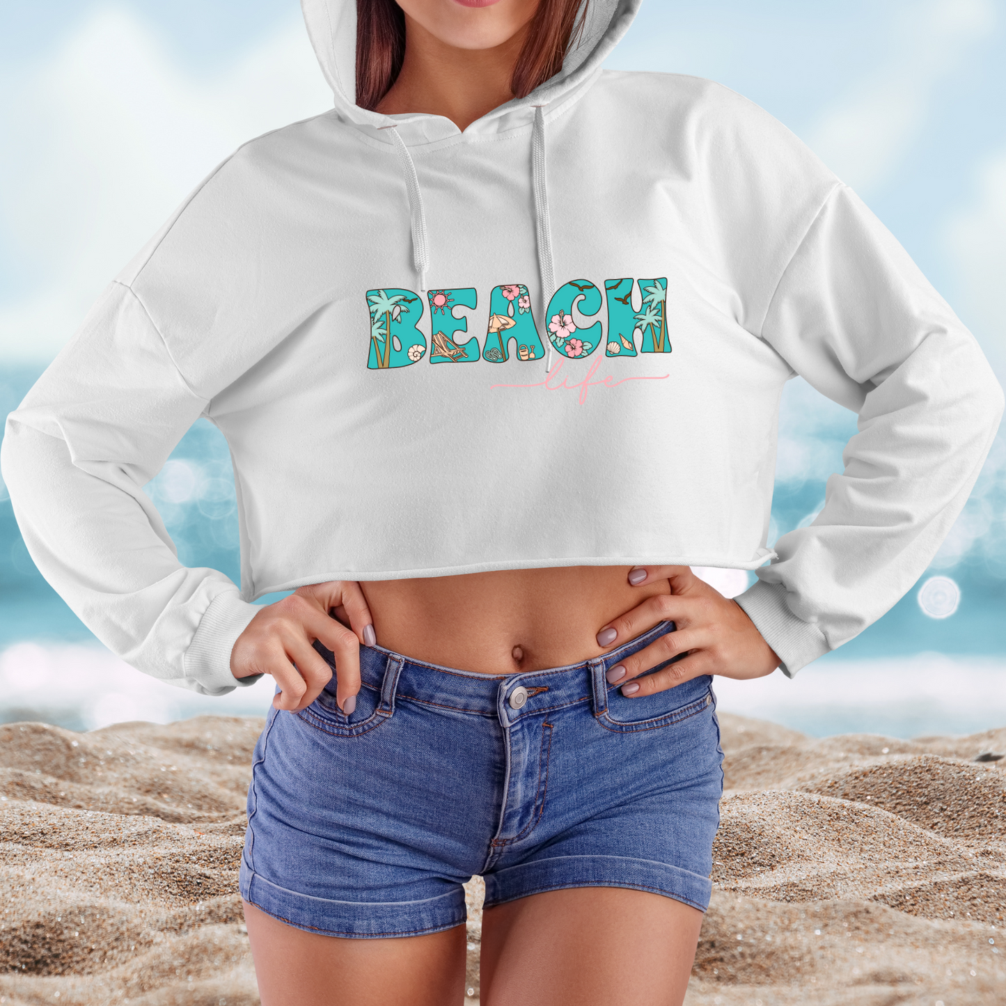 Beach Life Crop Hoodie