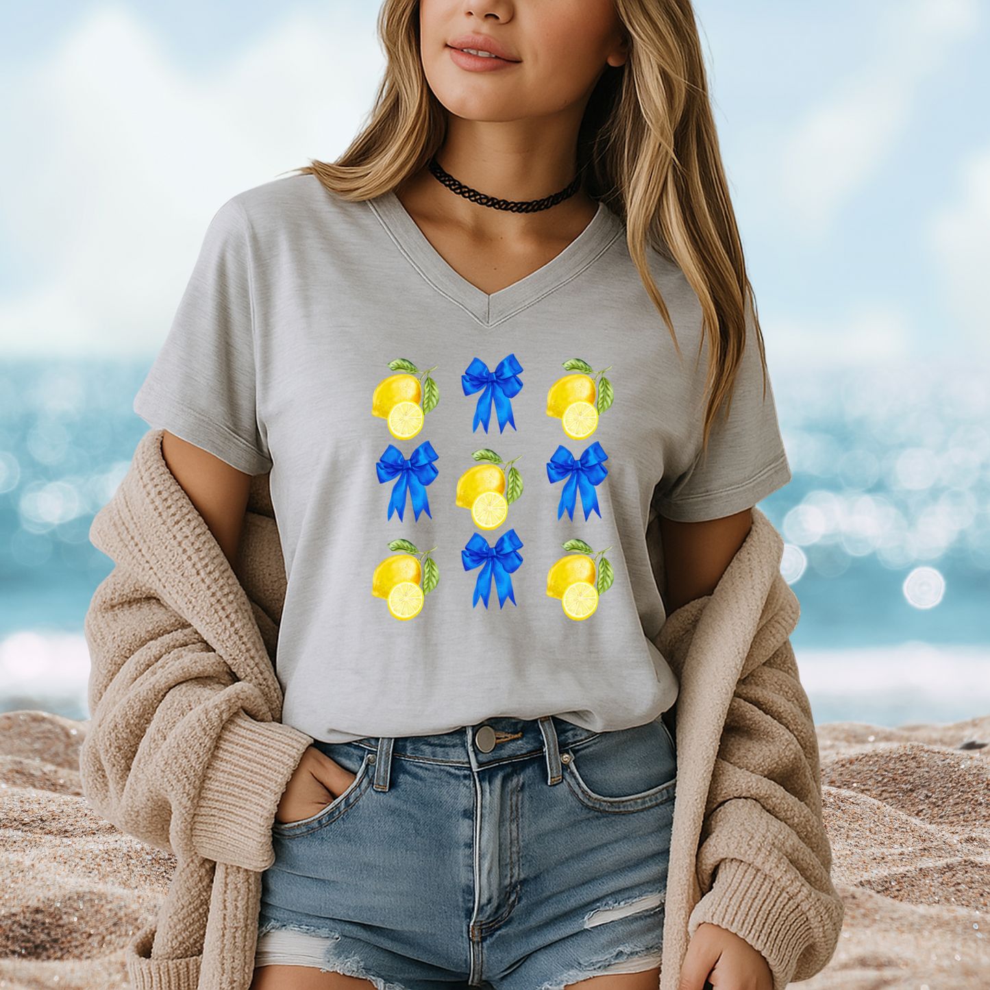 Lemons And Bows V-Neck Tee