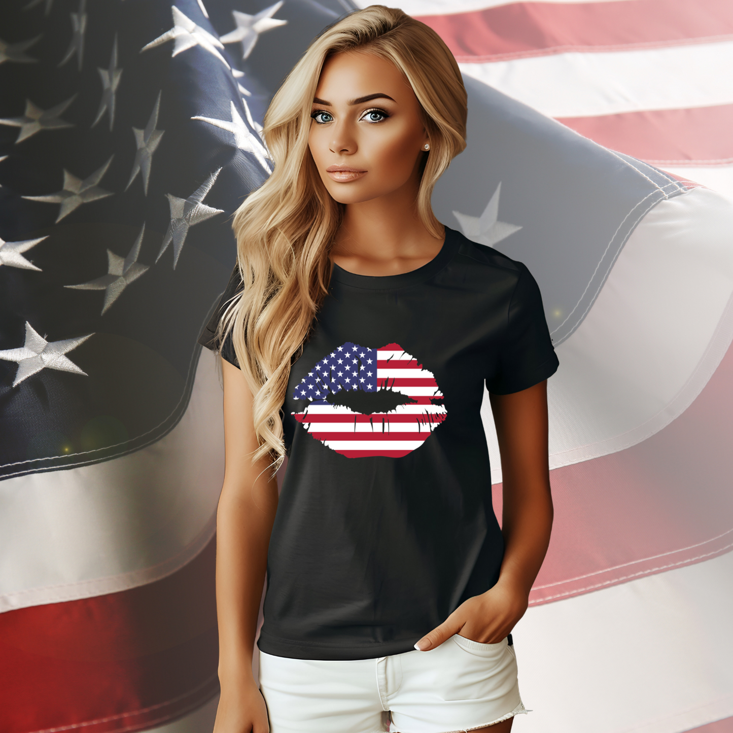 American Flag Lips T-Shirt