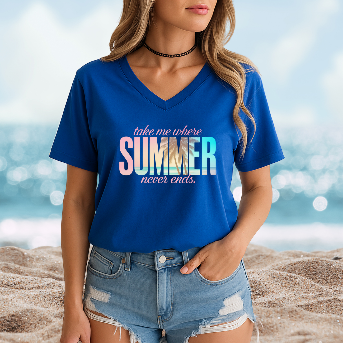 Where Summer Never Ends V-Neck Tee