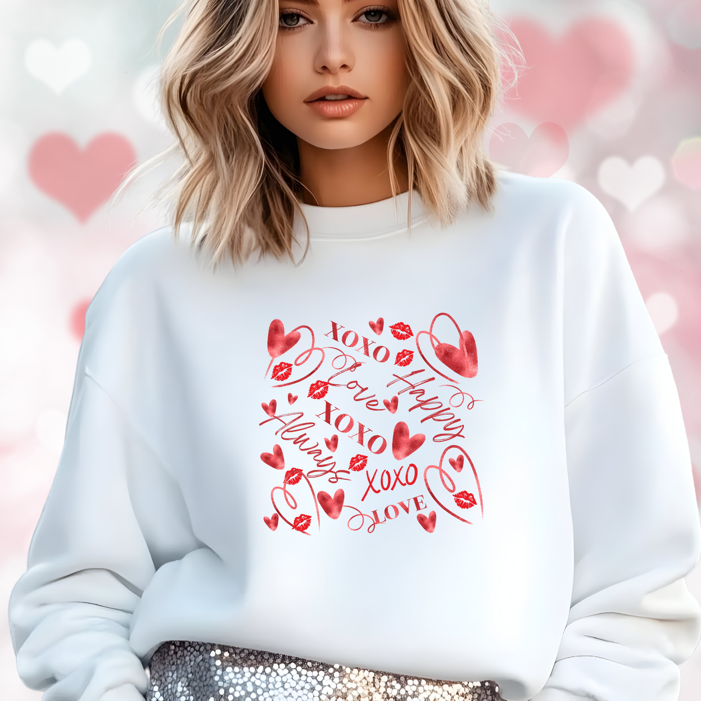 Valentine Word Art Crewneck Sweatshirt