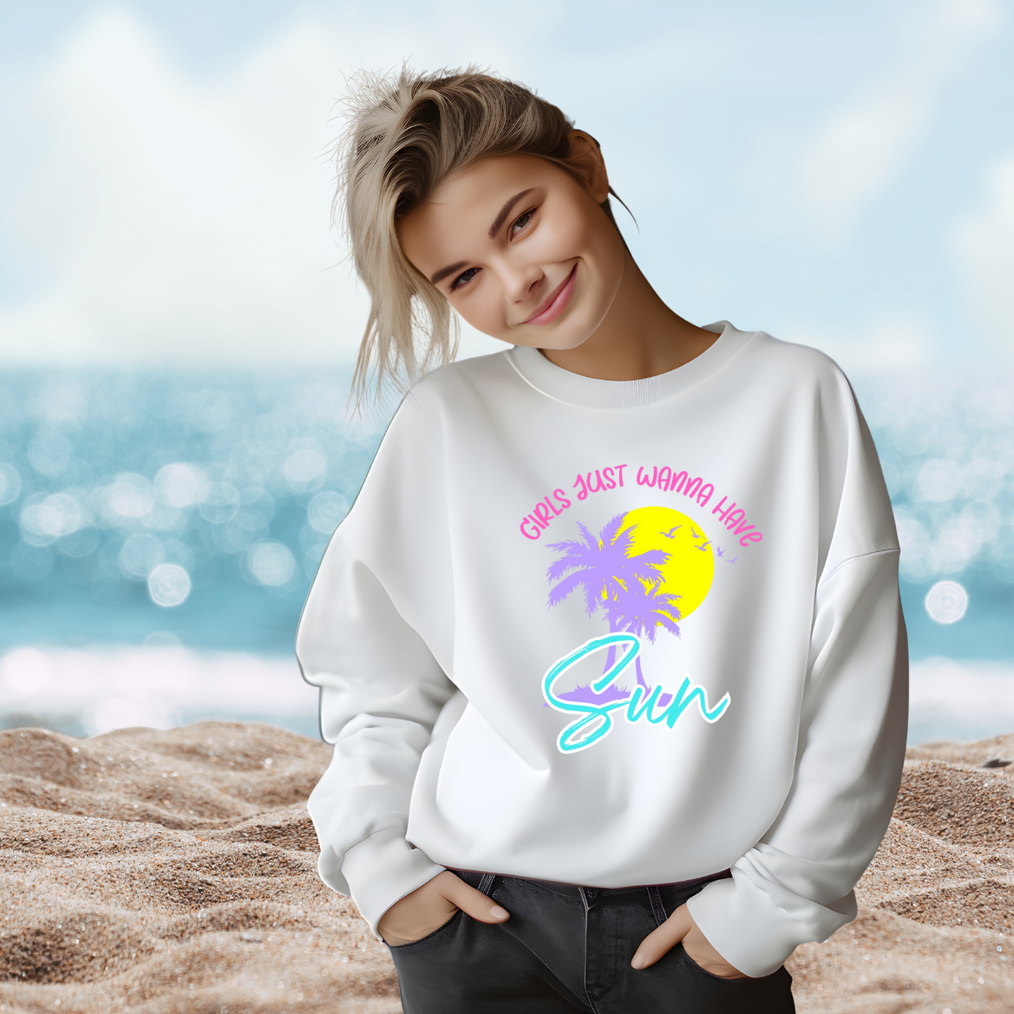 Girls Just Wanna Have Sun Crewneck Sweatshirt