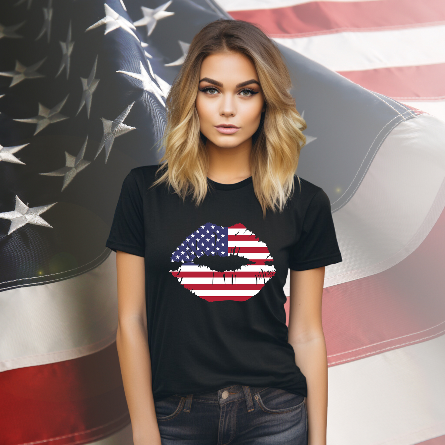 American Flag Lips T-Shirt