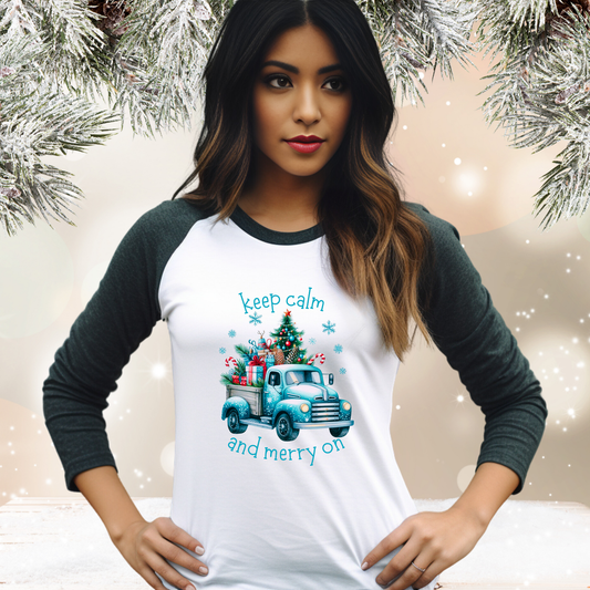 Keep Calm And Merry On Baseball Tee