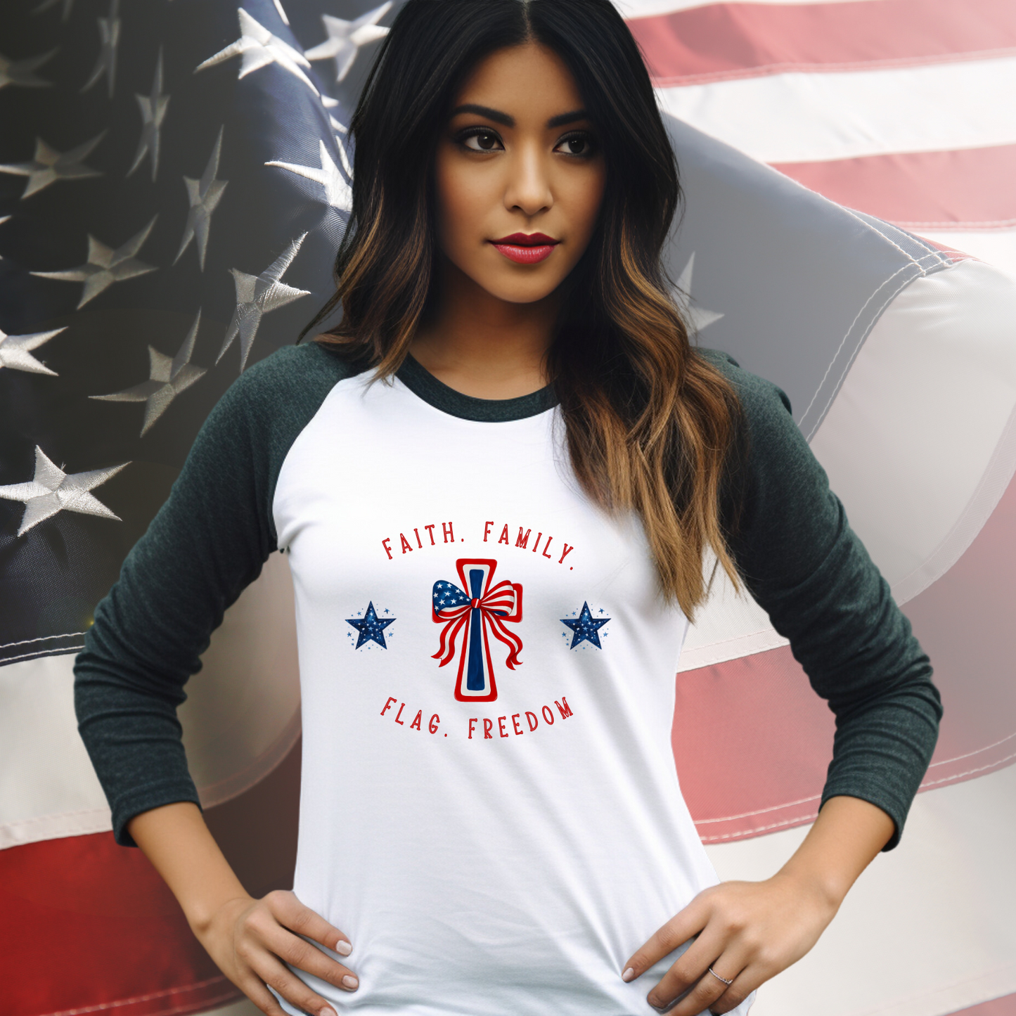 Faith Family Freedom Baseball Tee