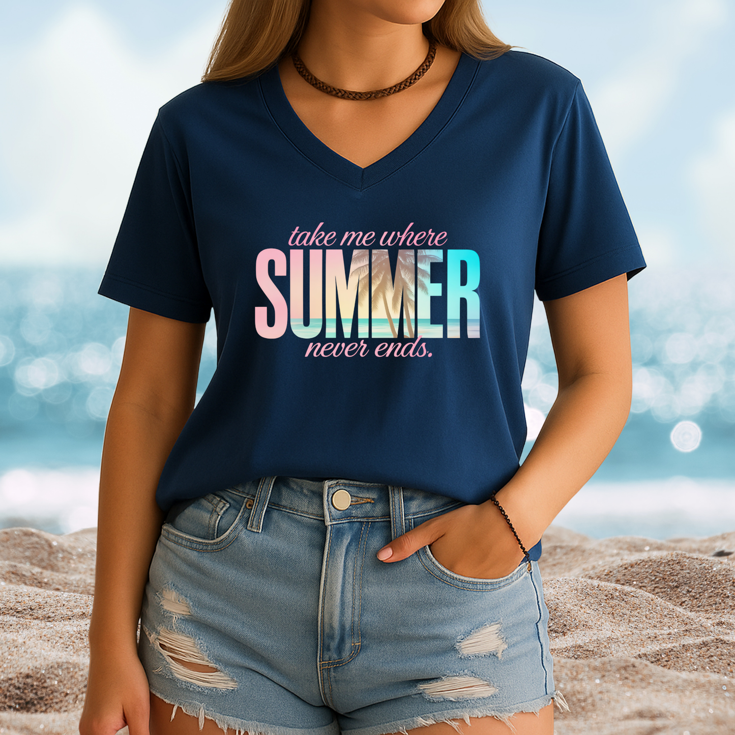 Where Summer Never Ends V-Neck Tee