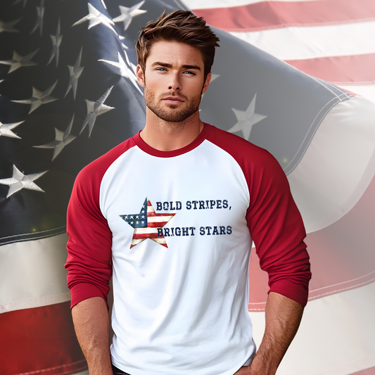 Bold Stripes Bright Stars Baseball Tee