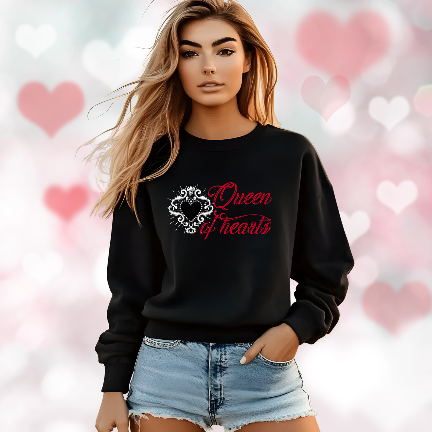Queen Of Hearts Crewneck Sweatshirt