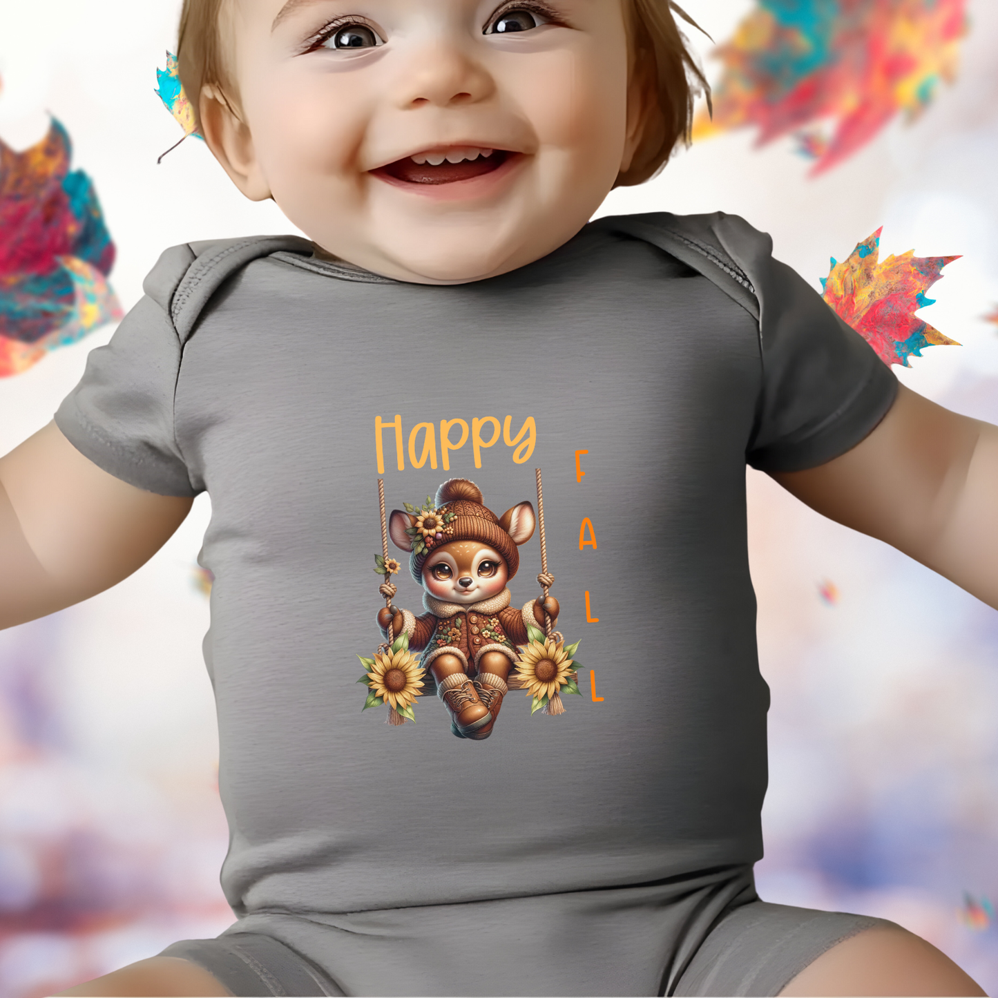 Happy Fall Infant Short Sleeve Onesie
