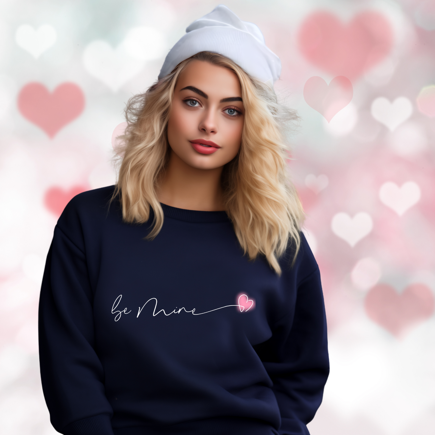 Be Mine Pink Heart Crewneck Sweatshirt