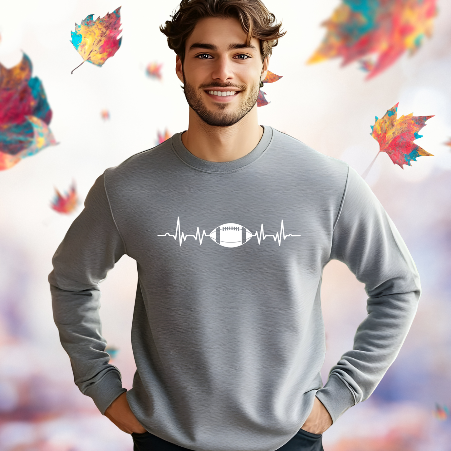 Football Heartbeat Crewneck Sweatshirt
