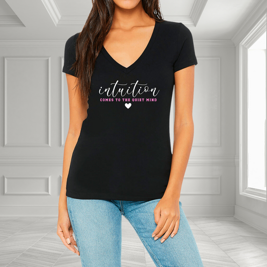 Intuition comes to the Quiet Mind V-Neck T-Shirt