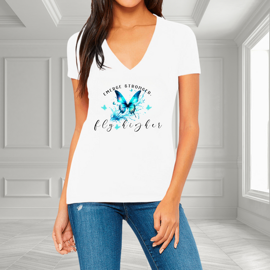 Emerge Stronger, Fly Higher V-Neck T-Shirt