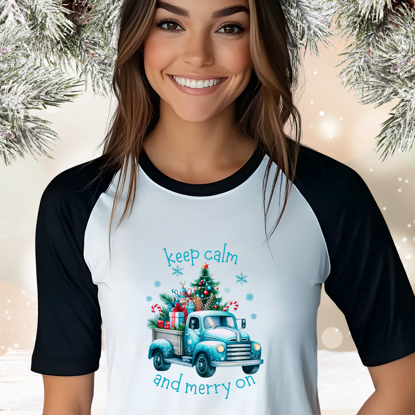 Keep Calm And Merry On Baseball Tee