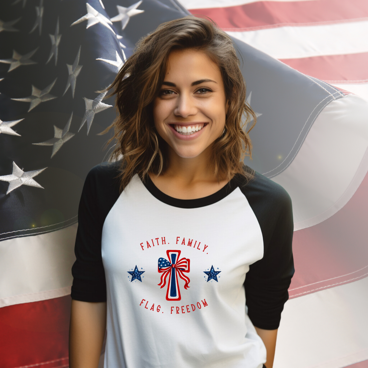 Faith Family Freedom Baseball Tee