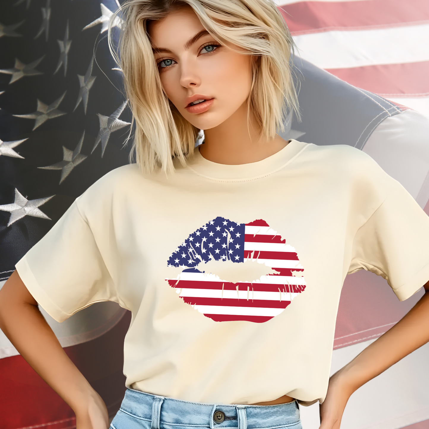 American Flag Lips T-Shirt